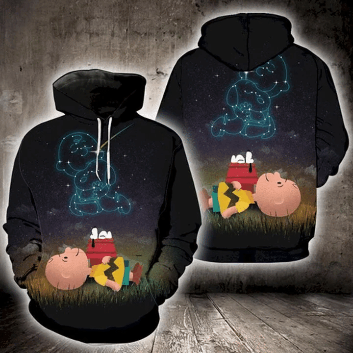 Disney Snoopy Charlie Brown Stargazing 3d Hoodie Zip Hoodie