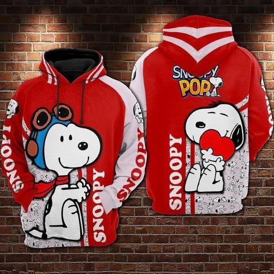 The Peanuts Snoopy Heart 118 Fan Gift Stylist Unisex Cartoon Graphic Outfits Aop Hoodie
