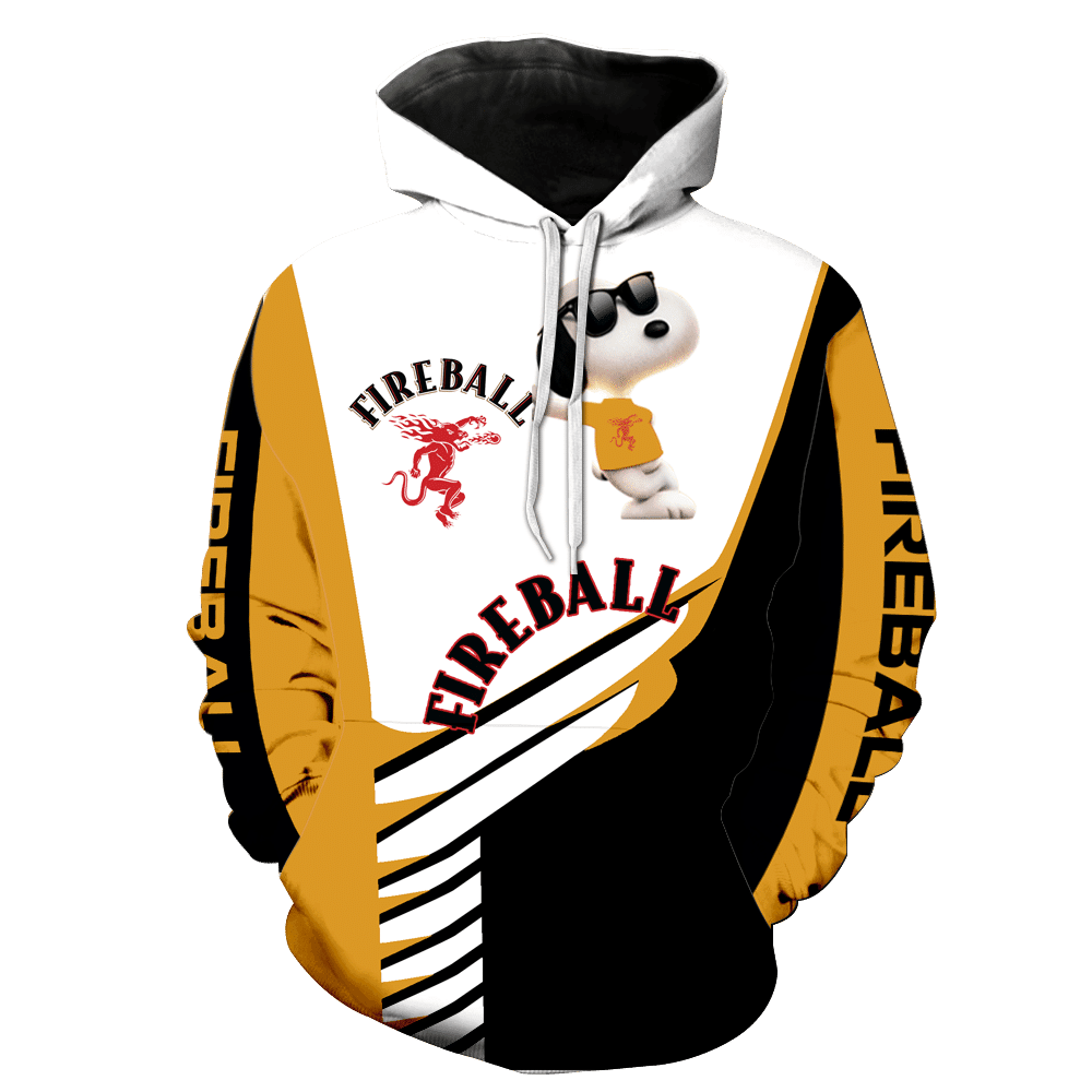 Snoopy The Peanuts Fan Gift, Fireball Cinnamon Whisky With Cool Snoopy Aop Hoodie, Zip Hoodie