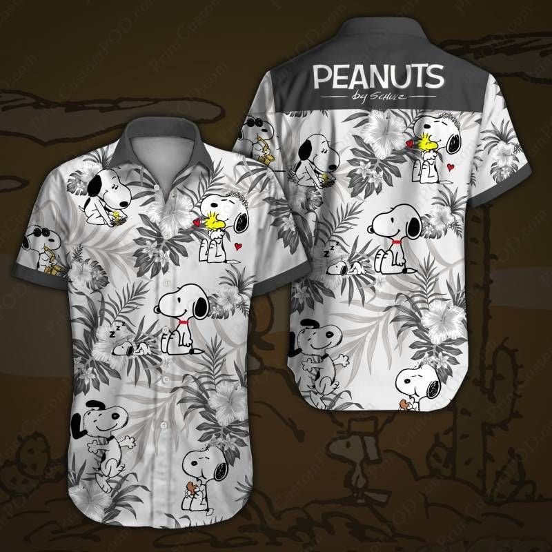 Snoopy Hawaiian Graphic Print Short Sleeve Hawaiian Casual Shirt 96
