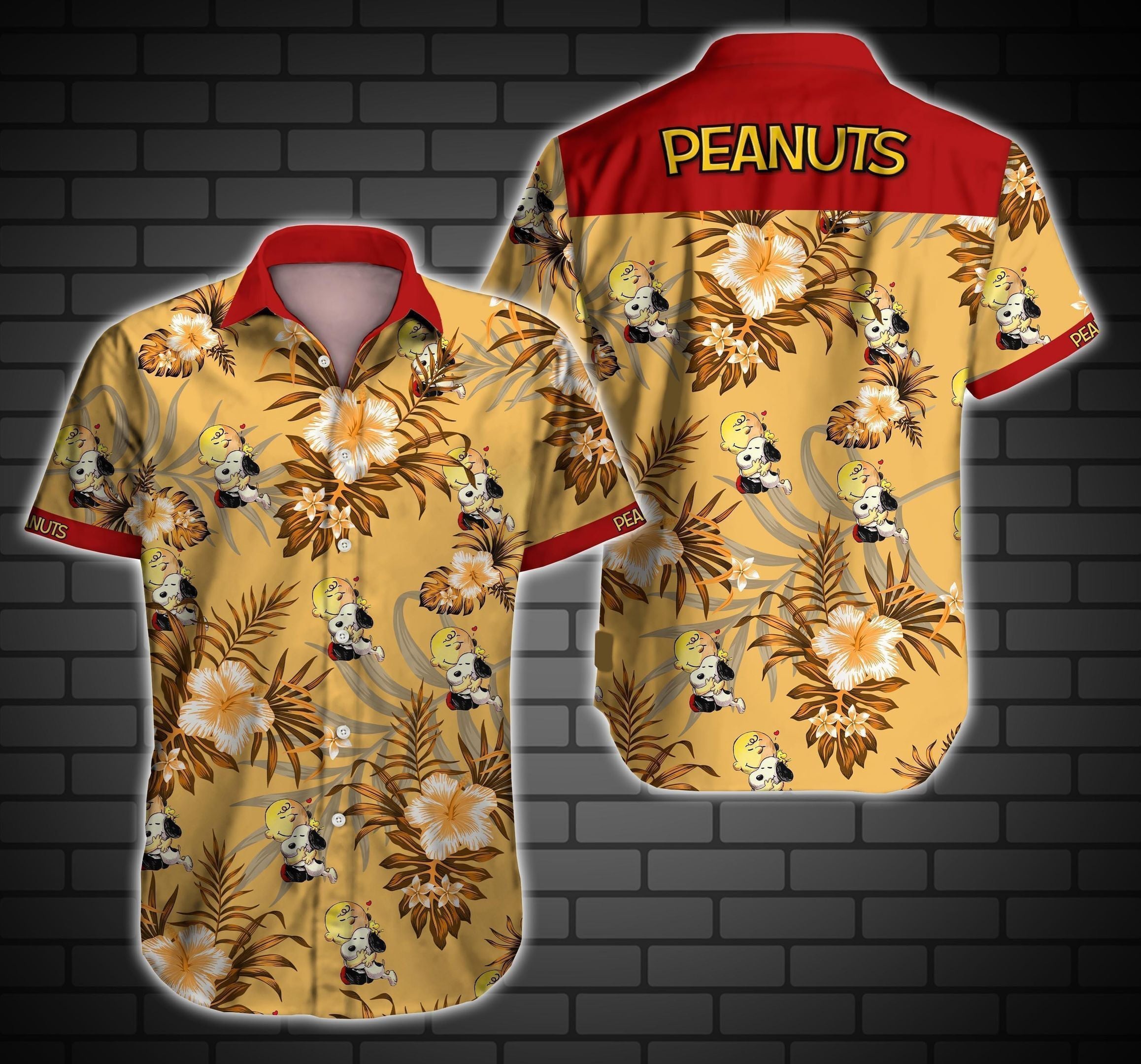 Peanuts Snoopy Graphic Print Short Sleeve Hawaiian Casual Shirt 91