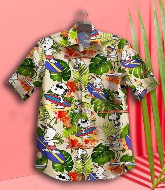 Snoopy Graphic Print Short Sleeve Hawaiian Casual Shirt 59