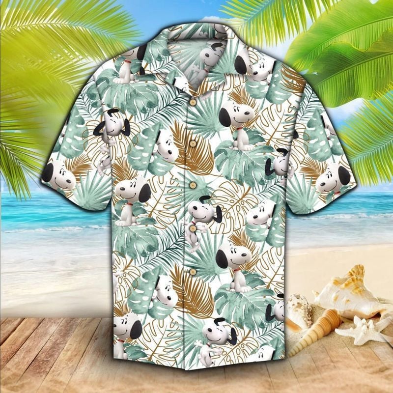 Snoopy Graphic Print Short Sleeve Hawaiian Shirt 57