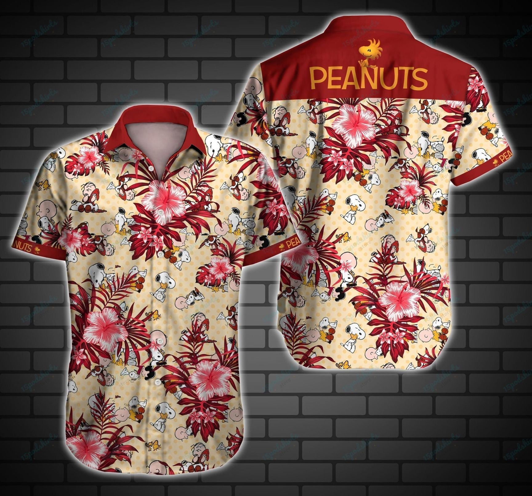 Peanuts Style 2 Hawaiian Aloha Shirt Hawaiian Shorts Beach Short Sleeve