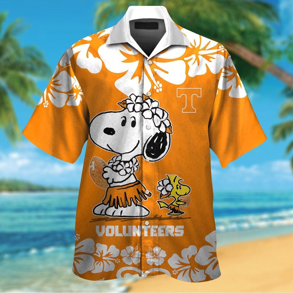 Tennessee Volunteers & Snoopy Short Sleeve Button Up Tropical Aloha Hawaiian Shirts For Men Women Ncaa