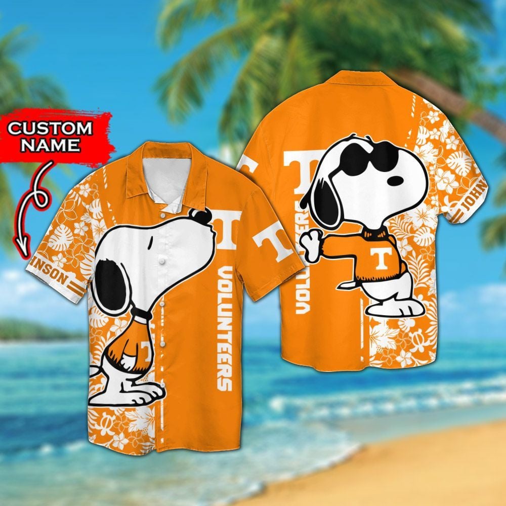 Tennessee Volunteers & Snoopy Custom Personalized Short Sleeve Button Up Tropical Aloha Hawaiian Shirts For Men Women Ncaa