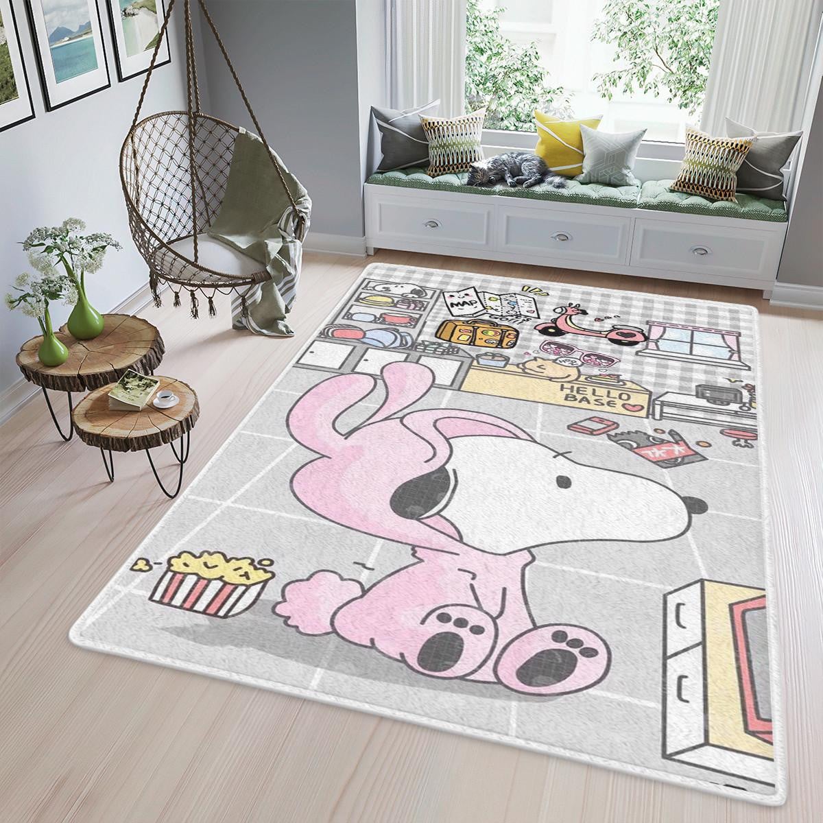 Cute Snoopy Love Pink Peanuts Cartoon Christmas Gifts Lover,snoopy Area Rug Living Room Rug Home Decor Floor Decor