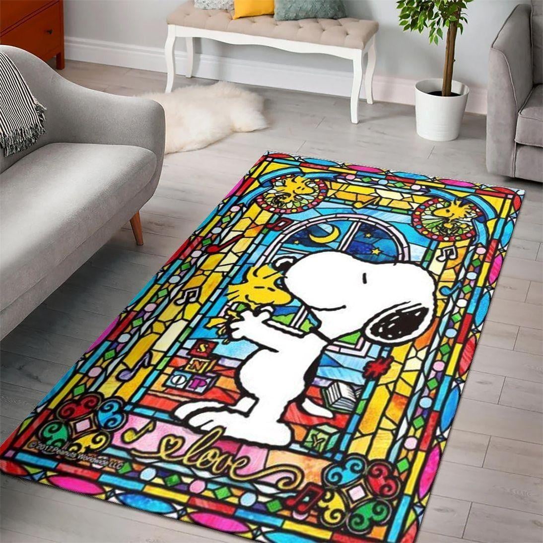 Snoopy Dog Area Rug Living Room And Bed Room Rug Gift Us Decor