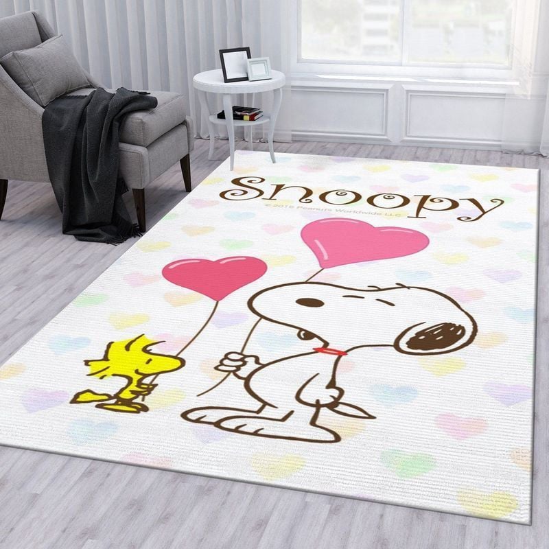 Snoopy Love Area Rug Living Room And Bed Room Rug Gift Us Decor