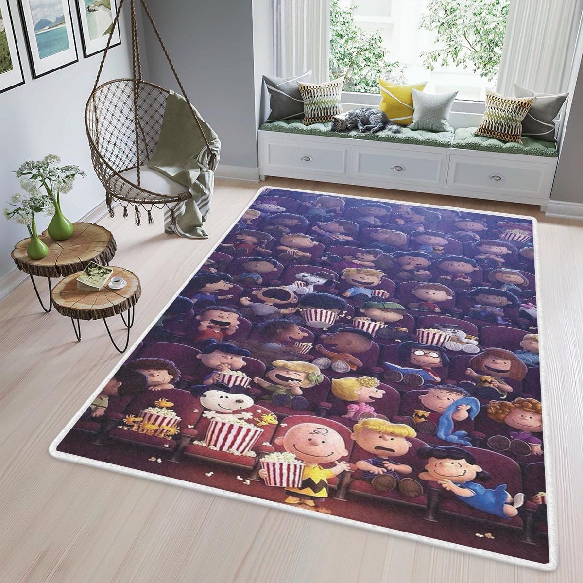 Snoopy Charlie Brown Watch Film At Cinema Peanuts Cartoon Fan Gift Area Rug Living Room,snoopy Rug Home Decor Floor Decor