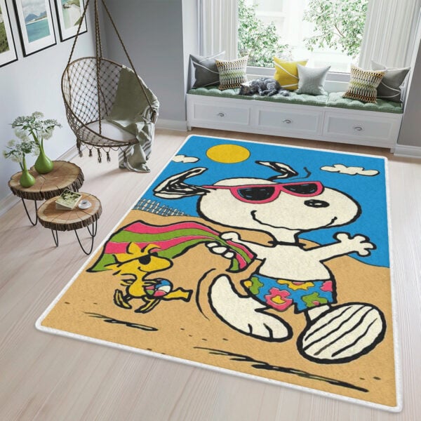 Snoopy And Woodstock Vacation Summer Peanuts Cartoon Gift Lover Area Rug Living Room,snoopy The Peanuts Gift For Fan Rug Home Decor Floor Decor 2336