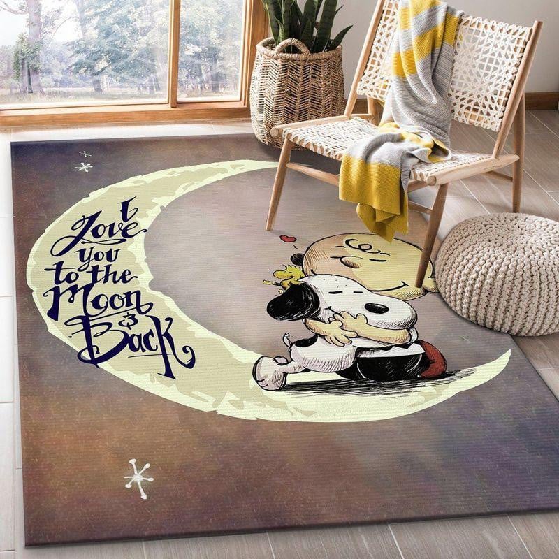 Peanuts Snoppy I Love You To The Moon And Back Area Rug Living Room Rug Home Decor Floor Decor