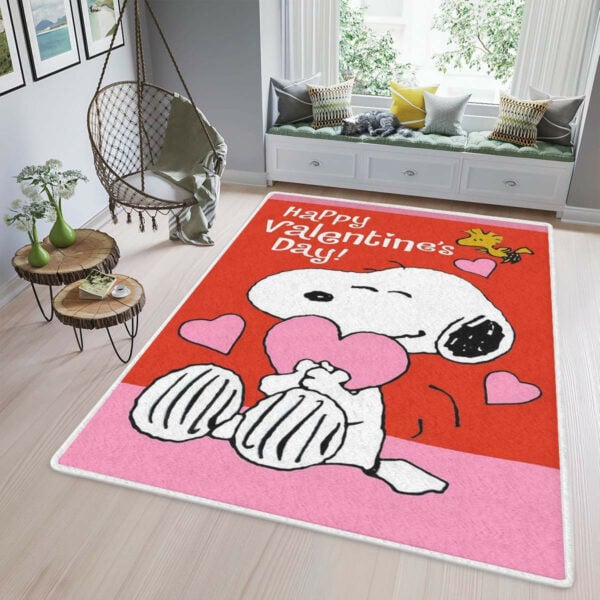 Peanuts Snoopy Happy Valentine's Day, Peanuts Collection Area Rug Living Room, Cute Snoopy Rug Home Decor Floor Decor 1640