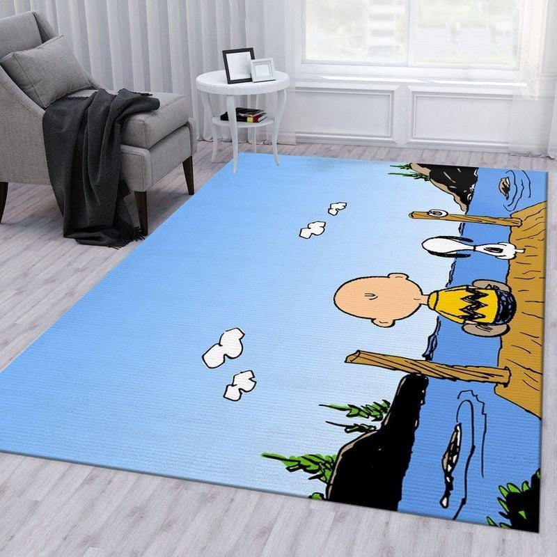 Snoopy And Charlie Brown Area Rug Living Room And Bed Room Rug Gift Us Decor 1009