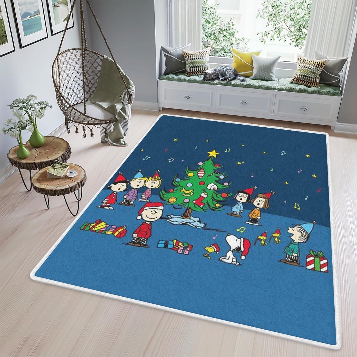 Happy Holiday Peanuts Snoopy And Friends123 Christmas Gifts Lover Area Rug Living Room,snoopy Gift For Fan Rug Home Decor Floor Decor