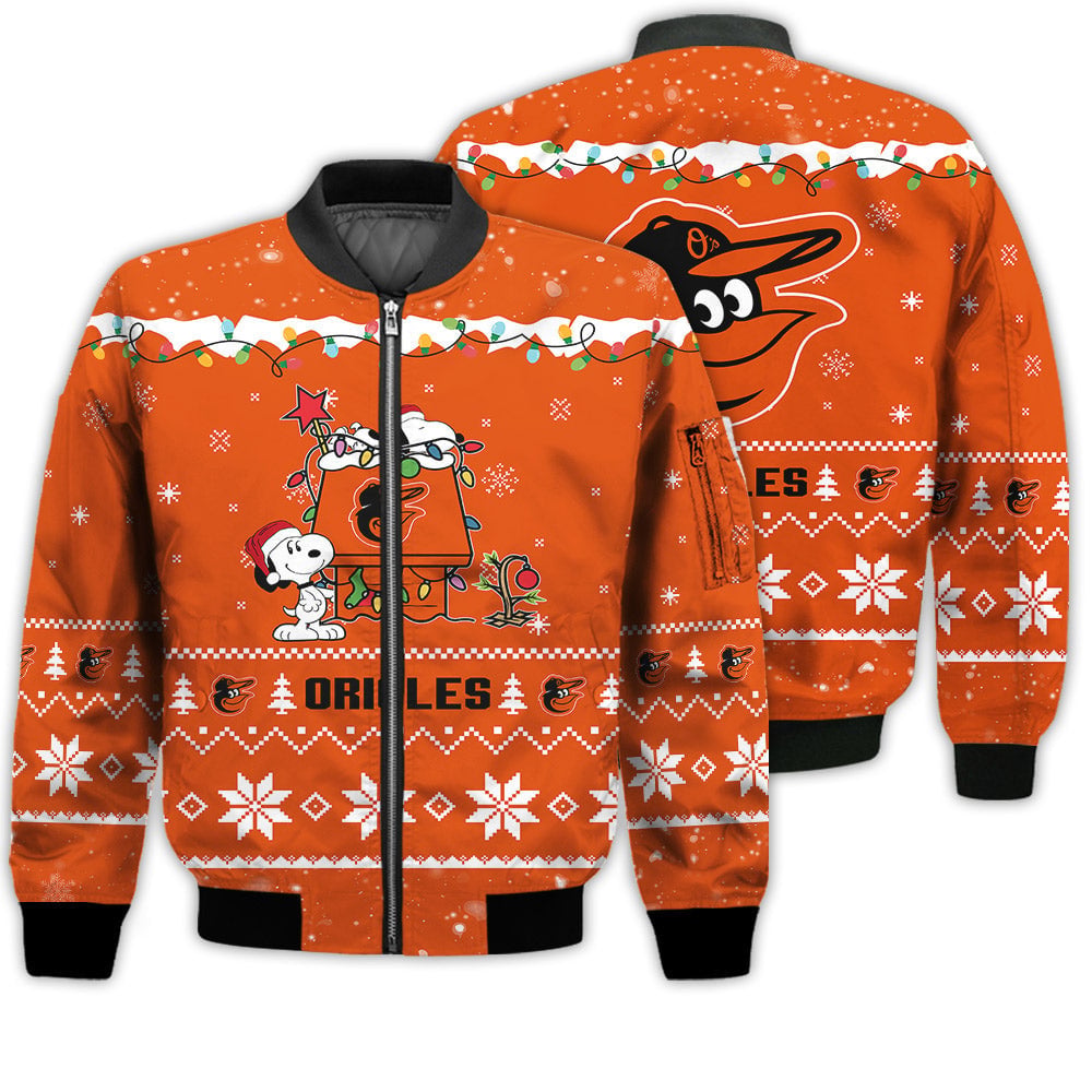MLB Baltimore Orioles Snoopy Merry Christmas Bomber Jacket
