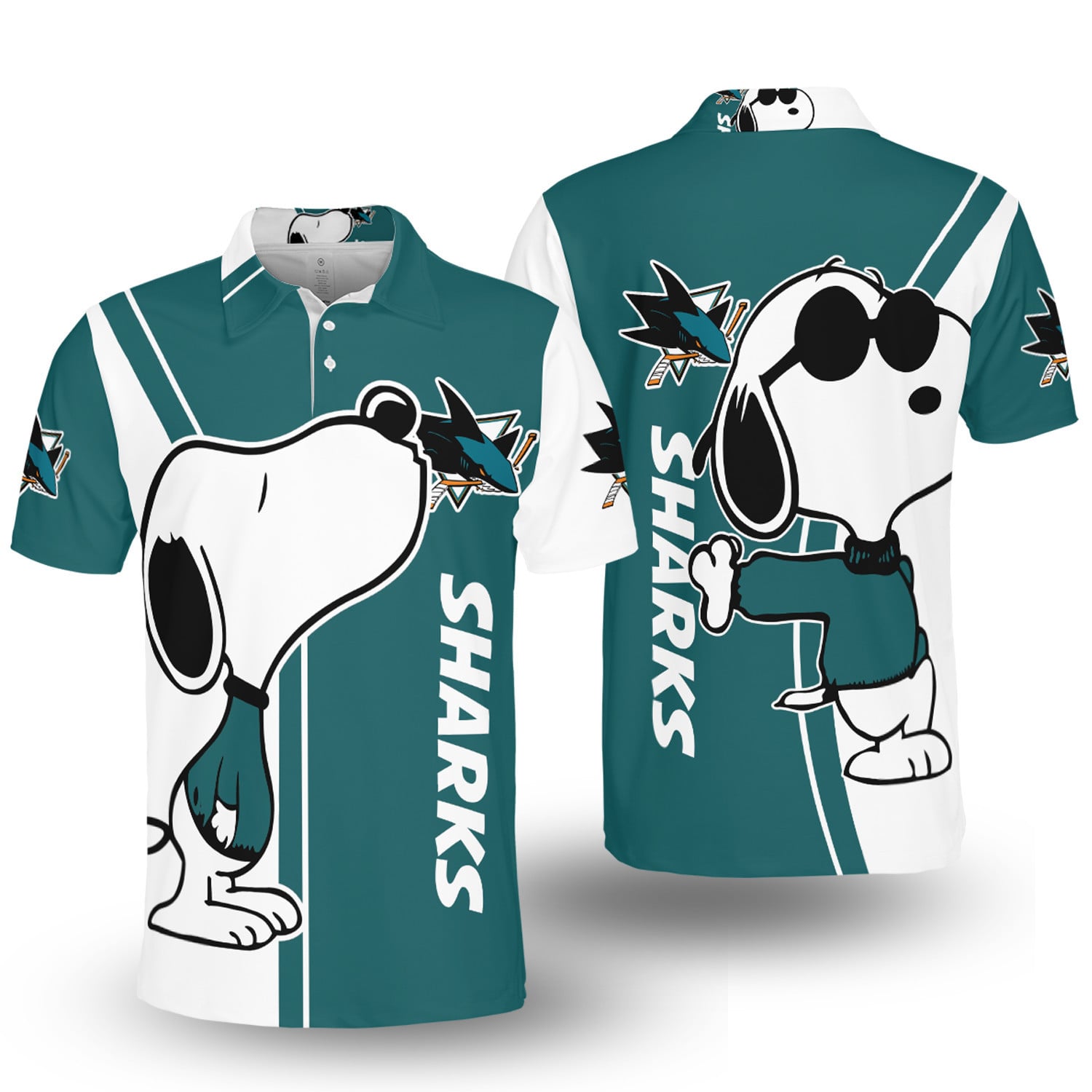 Mens & Womens San Jose Sharks Snoopy Lover 3D All Over Print Polo Shirt