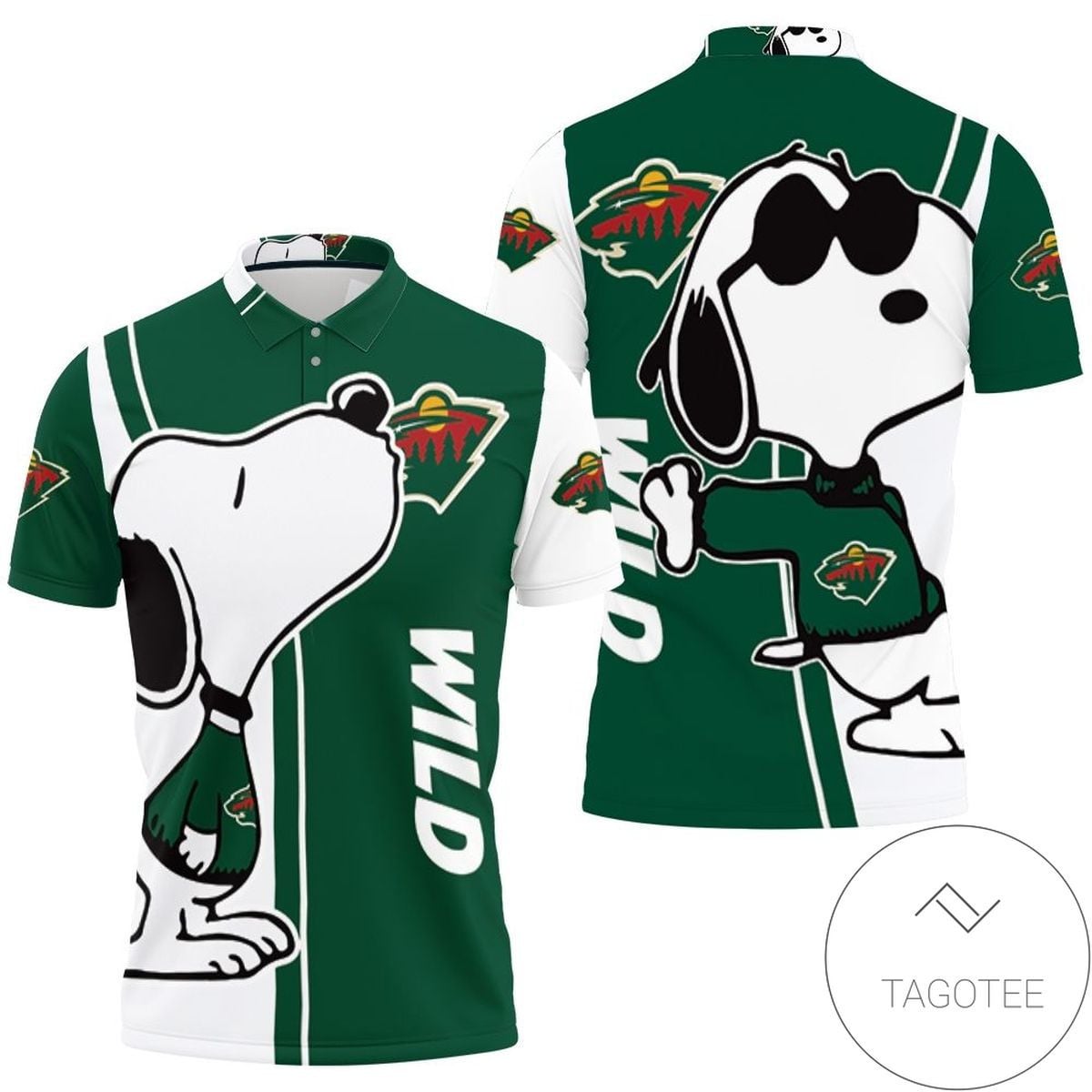 Mens & Womens Minnesota Wild Snoopy Lover 3d Printed All Over Print Polo Shirt