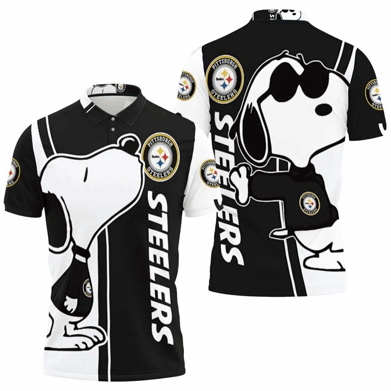 Mens & Womens Pittsburgh Steelers Snoopy Lover 3D Printed Polo Shirt