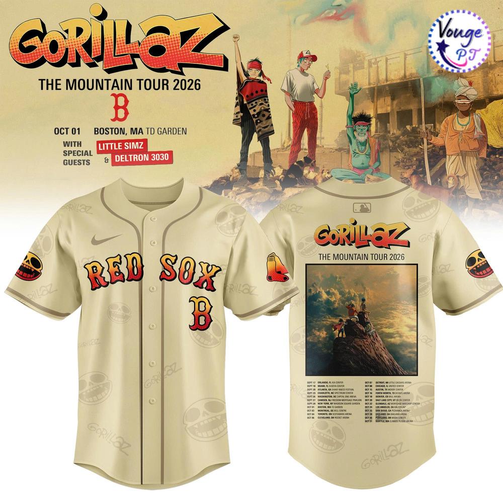 Boston Red Sox x Gorillaz The Mountain Tour 2026 Baseball Jersey 