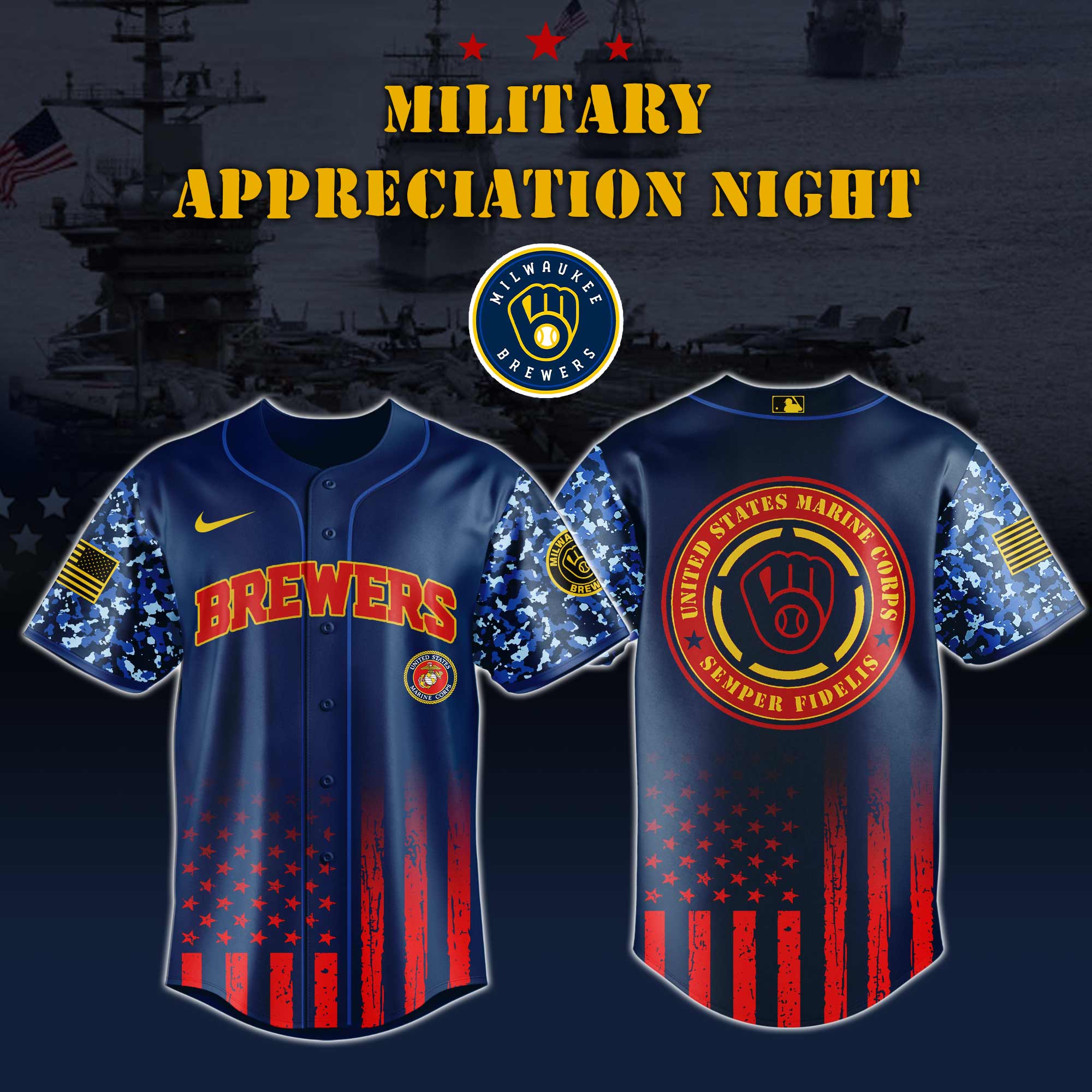Milwaukee Brewers Marine Corps Military Appreciation Night Jersey 