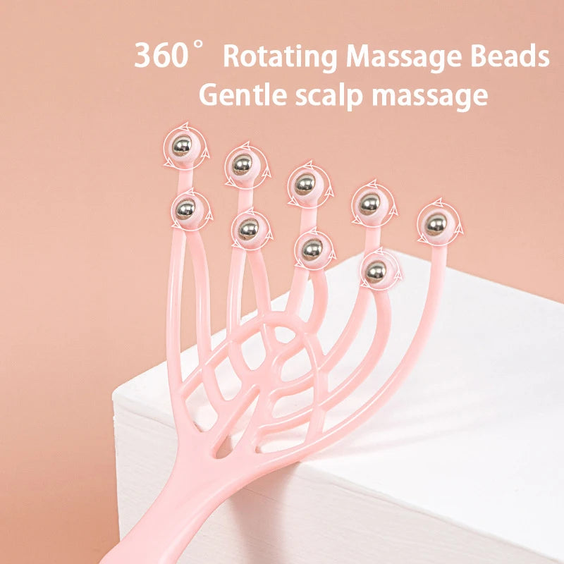 2Pcs Head Massager Scalp Neck Comb Roller Five Finger 9 Claws Steel Ball Hand Held Relax Spa Hair Care For Hair Stress 2027