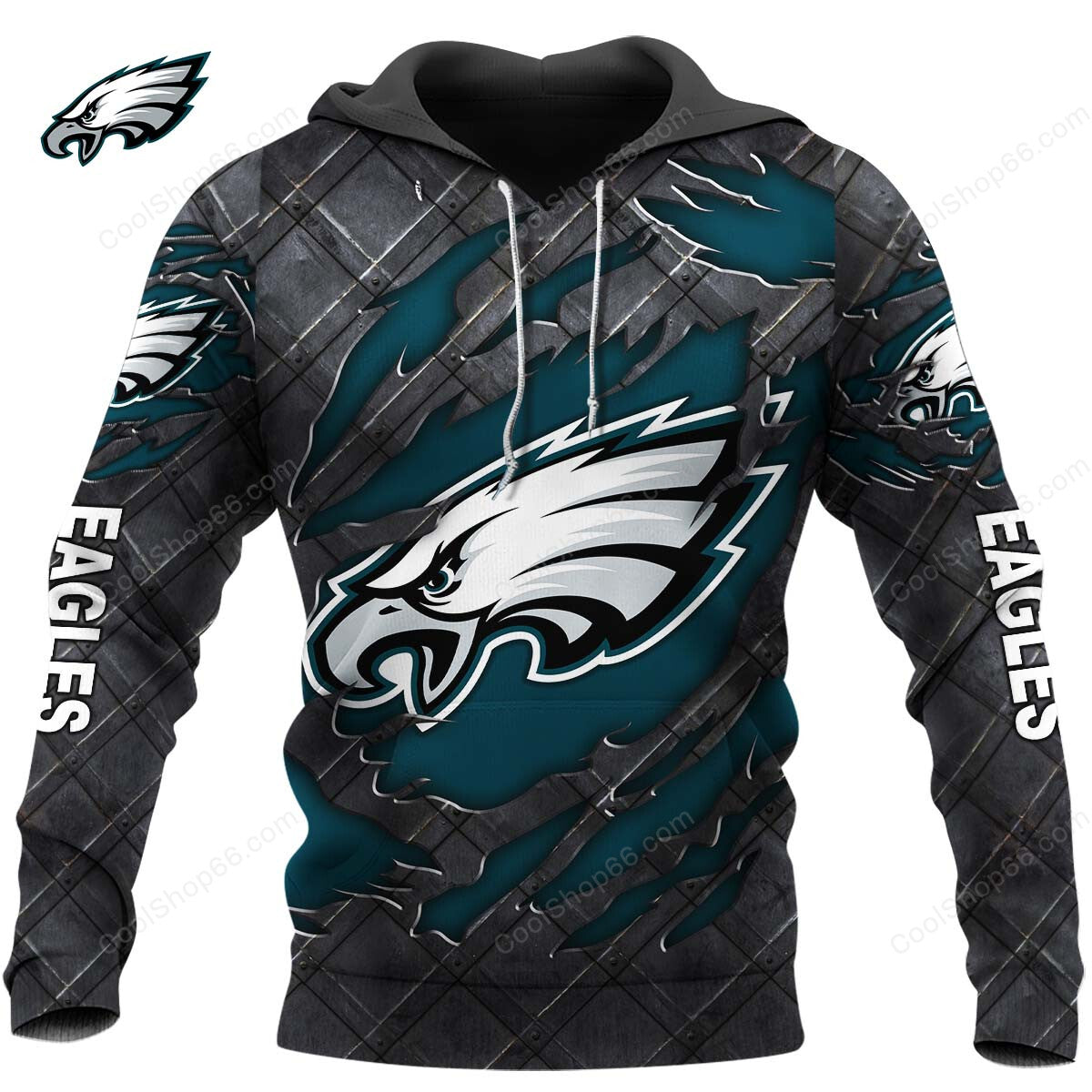 Philadelphia Eagles Black Metal Design Shirt